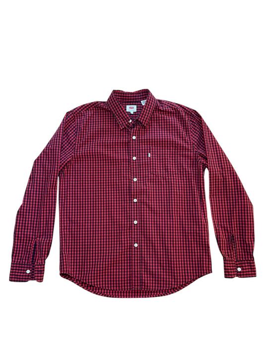 Levi's Other - Levis Mens Red Black Gingham Check Long Sleeve Button Down Shirt Large